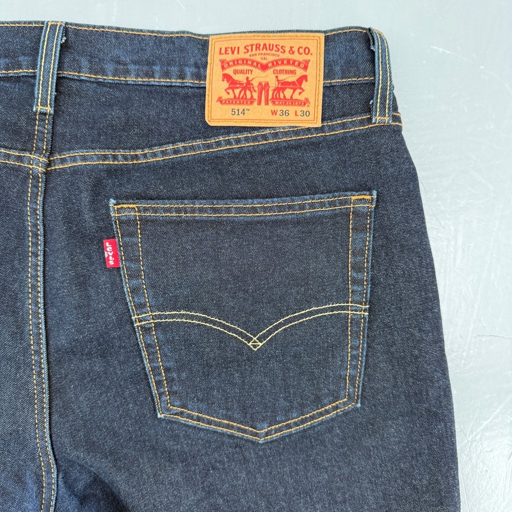 Levis 514 Straight Fit Mens Jeans W36 L30 Dark Indigo Blue Denim 5110782‎